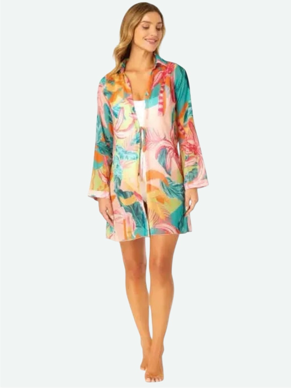 Anne Cole Ibiza Tropical Print Swimsuit Cover Up Size Small